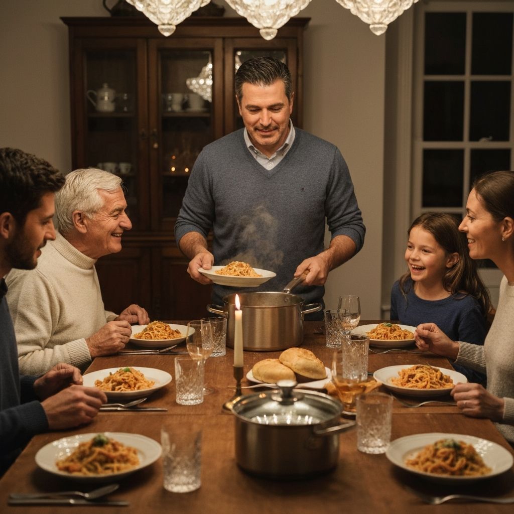 Family gathering with Stanley Tucci cookware